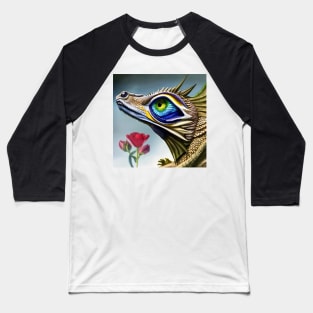 Cute Baby Dragon with Giant Blue-Green Eye Baseball T-Shirt